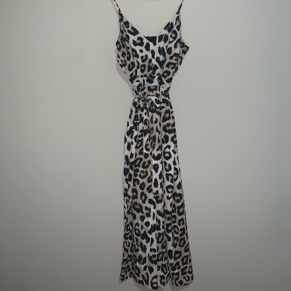 Cheetah print cropped jumpsuit